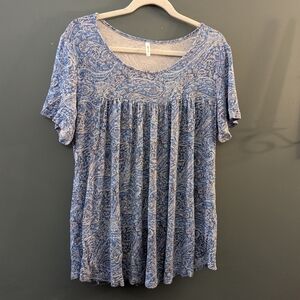 Longyuan Blue Paisley Women's Top Women's Size 2XL